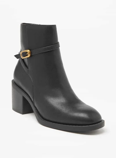 فلورا بيلا من شو إكسبرس Women Solid Ankle Boots with Block Heels and Zip Closure