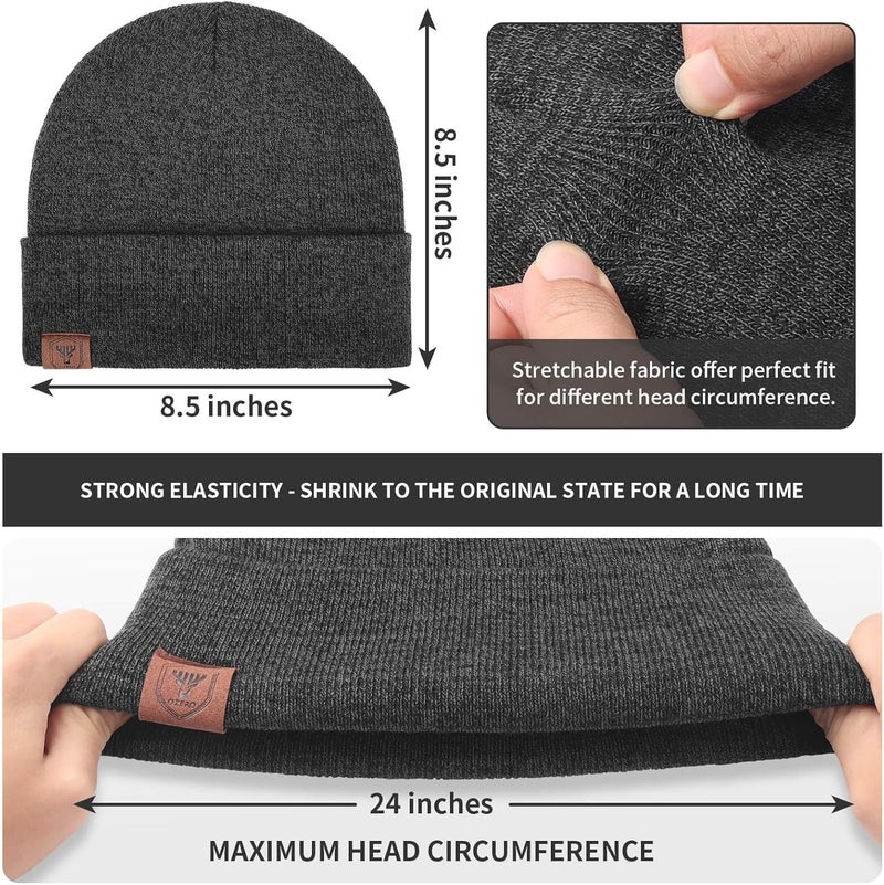 OZERO Winter Beanie Hat for Men Women: Thermal Thick Polar Fleece Lining Knit Cuffed Beanie Hats Warm Caps for Cold Weather Running, Hiking, Travel - Image 5