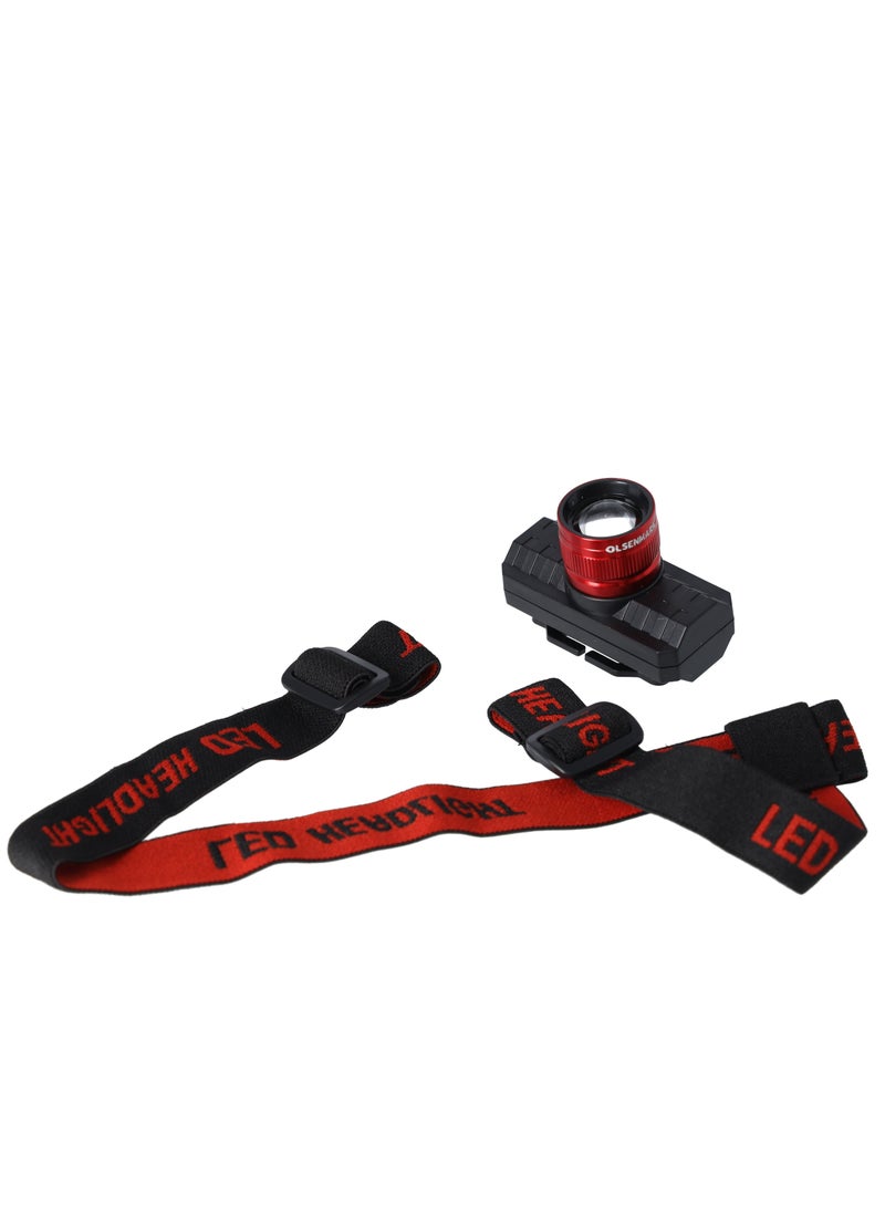 Olsenmark مصباح رأس LED قابل للتعديل مع تكبير، ضوء تخييم، مصباح رأس للصيد، مصباح كهوف، مصباح رأس للركض، بطارية قابلة للشحن بسعة 1200 مللي أمبير - Image 4