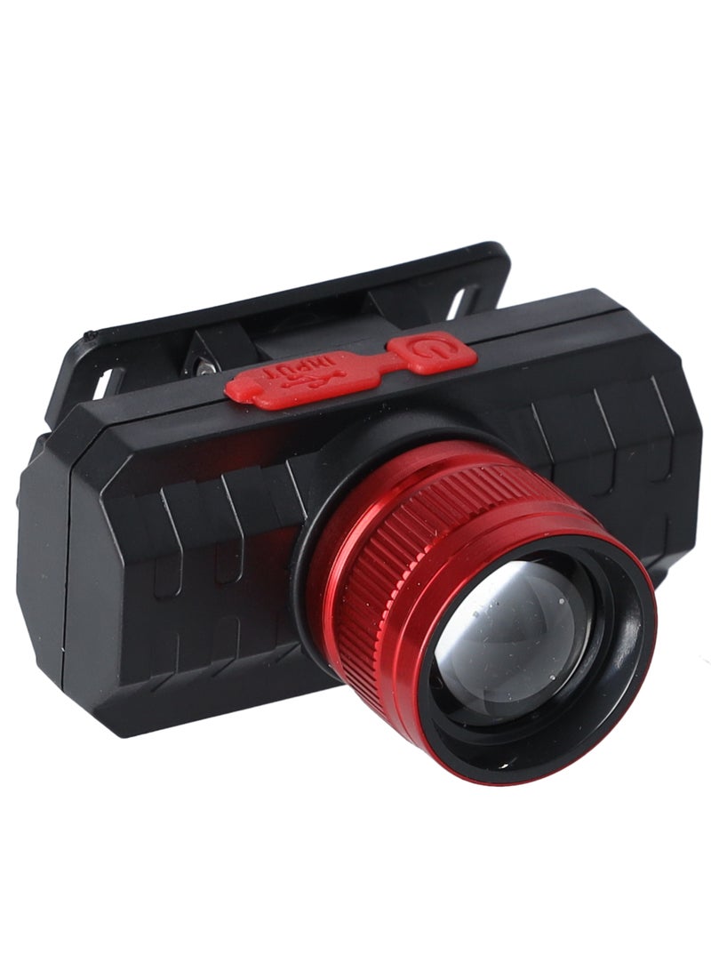 Olsenmark مصباح رأس LED قابل للتعديل مع تكبير، ضوء تخييم، مصباح رأس للصيد، مصباح كهوف، مصباح رأس للركض، بطارية قابلة للشحن بسعة 1200 مللي أمبير - Image 1