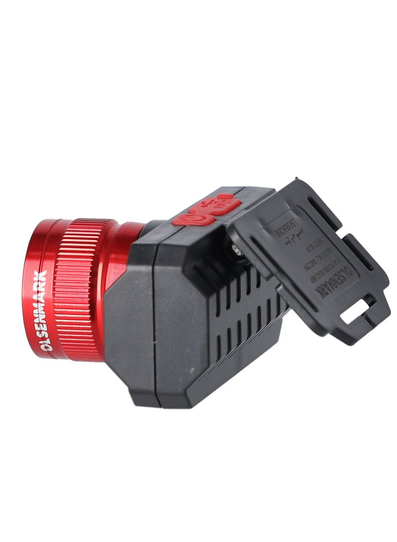 Olsenmark مصباح رأس LED قابل للتعديل مع تكبير، ضوء تخييم، مصباح رأس للصيد، مصباح كهوف، مصباح رأس للركض، بطارية قابلة للشحن بسعة 1200 مللي أمبير - Image 2