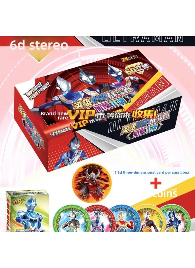 null - Ultraman Round Card Brand Hero Rare VIP Battle Coin 6D Three-dimensional Thickened Ace Plastic Waterproof Card-Color:Deluxe Ultraman Card Integration 18 Small Irrigation - Image 1