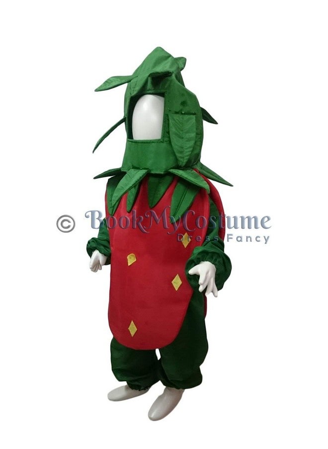 BookMyCostume - BookMyCostume Strawberry Fruit Kids Fancy Dress Costume 6-7 years - Image 1
