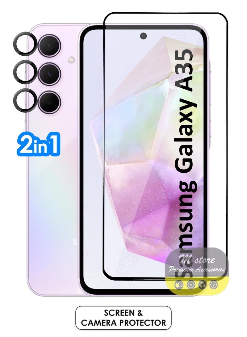2 in 1 Samsung Galaxy A35 Screen & Camera Protector - High Transparency Full Coverage Shield for Scratch & Impact Protection - Screen & Camera Protector for Samsung Galaxy A35 - Image 1