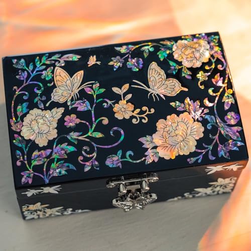 February Mountain Mother of Pearl Small Jewelry Ring Box Gifts for best friends women Thank you gifts mom birthday gifts Friendship Women Gifts Trinkets Keepsake Treasure box BlackButterfly - Image 3