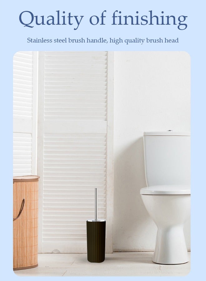 DUNISO 8 pieces of Bathroom accessories set ,plastic gift set, corrugated round electroplating bathroom set, with lotion bottle, toothbrush cup, mouthwash cup, soap tray, toilet brush, trash can, cotton swab box and tray (black) - Image 5