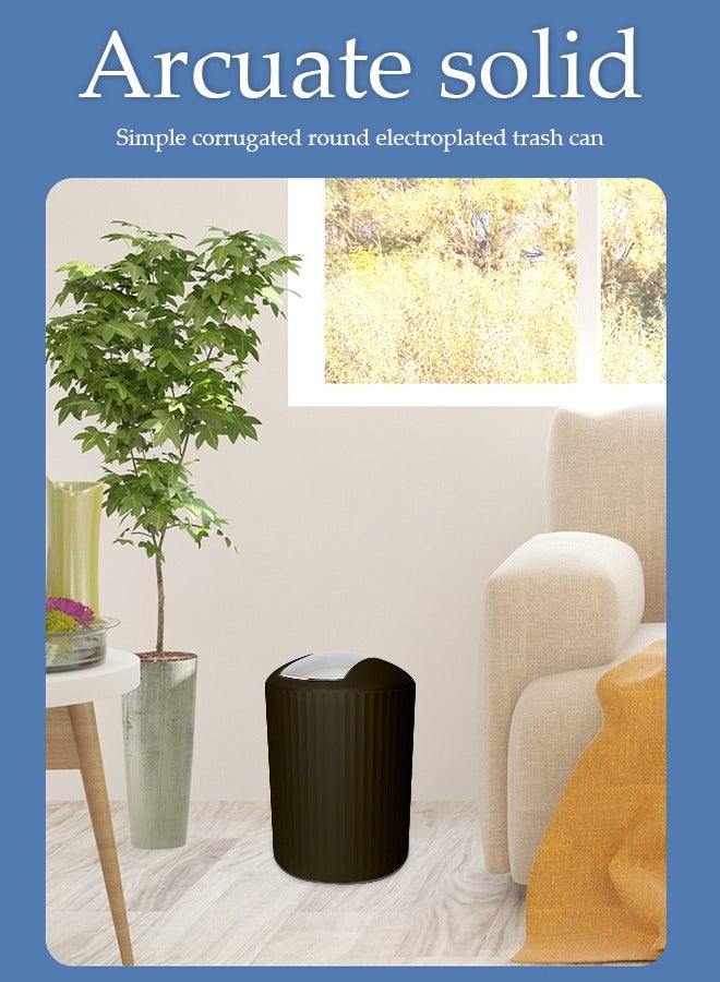 DUNISO 8 pieces of Bathroom accessories set ,plastic gift set, corrugated round electroplating bathroom set, with lotion bottle, toothbrush cup, mouthwash cup, soap tray, toilet brush, trash can, cotton swab box and tray (black) - Image 4