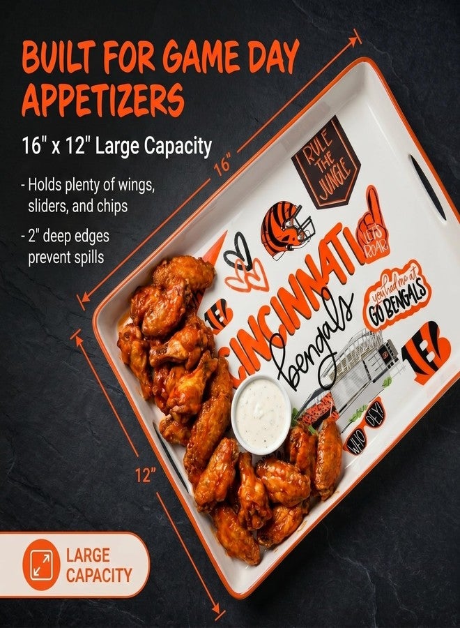 Proformance Home NFL Cincinnati Bengals Loco Fan Large Serving Tray w/Handles - Image 3