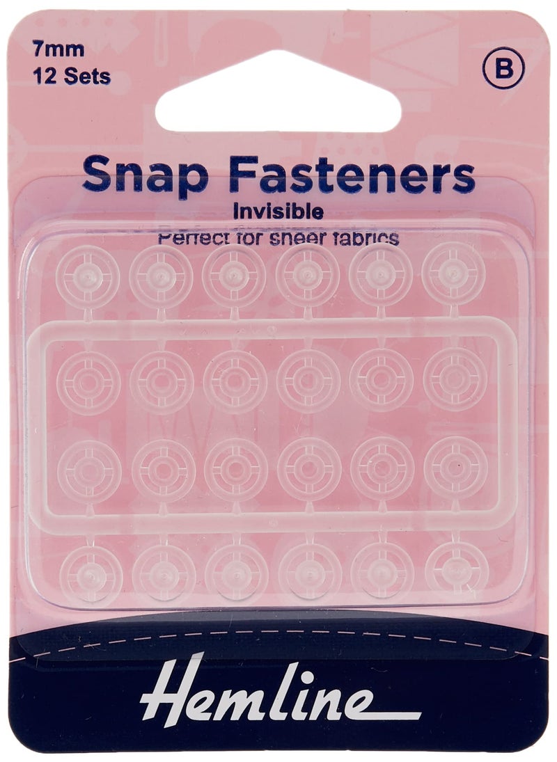 Hemline Snap Fasteners - Nylon (Invisible), 7mm, 12 Sets - Image 3