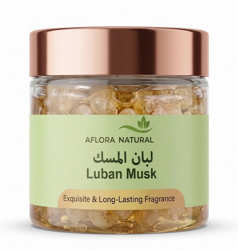 بخور راتنج المسك الطبيعي من أفلورا، دموع اللبان الفاخرة والخشب العطري، معطر منزلي يدوم طويلاً، عبوة 50 غرام