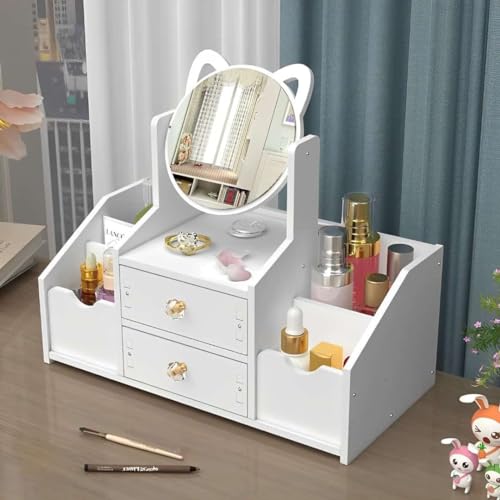 Parshya Cosmetic Organizer Box with Mirror Drawers Storage Plastic Stationary Box | Make Up Organiser for Women - Image 2