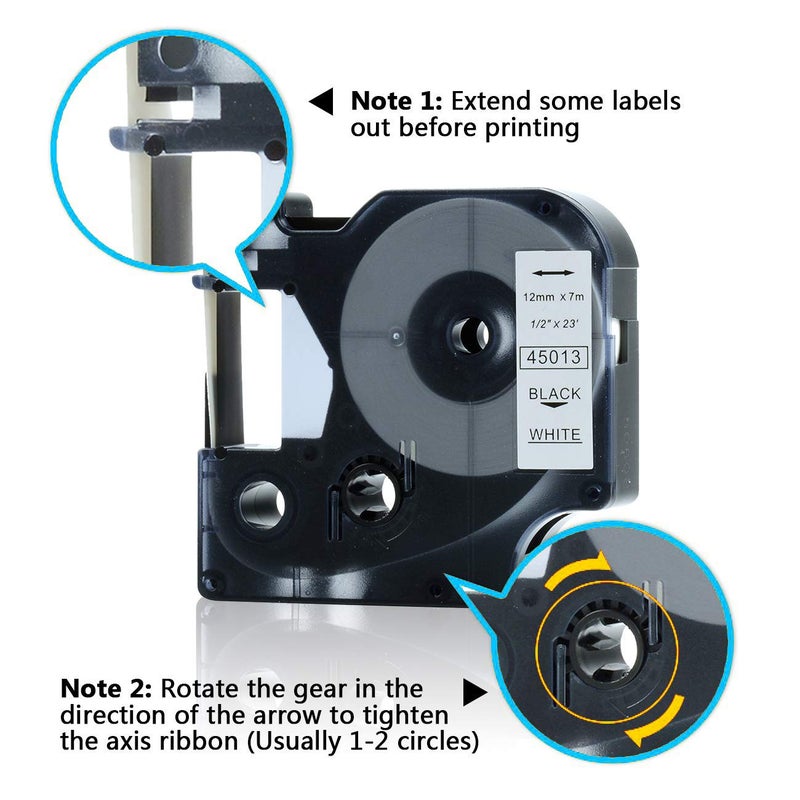 LabelPros عبوة 7 قطع بديل شريط ملصقات DYMO D1 45010 45013 45016 45017 45018 45019 45021 إعادة تعبئة متوافقة مع DYMO LabelManager 160 280 420P PnP 220P 360D 450 210D، 1/2 بوصة × 23 قدم، 12 مم × 7 م - Image 3