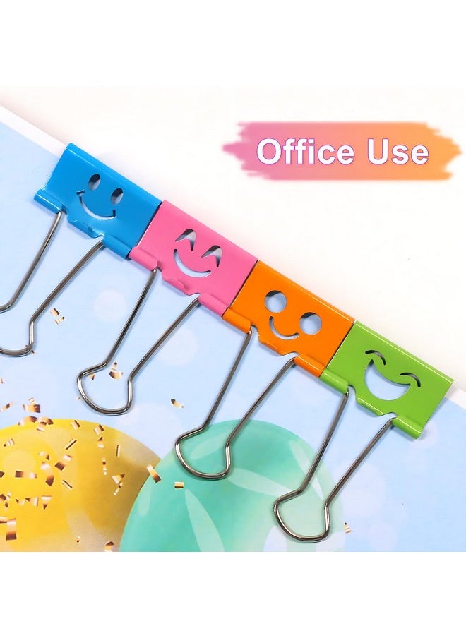 Coideal Smiley Binder Paper Clips - 100 Pcs Assorted Sizes And Colors, Metal Colored Fun Clip Clamps With Cute Smiling Face Design For Office (19Mm & 25Mm)  - Image 3