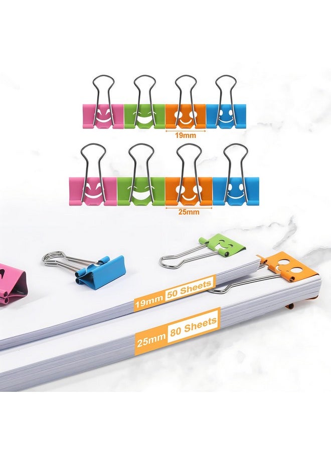 Coideal Smiley Binder Paper Clips - 100 Pcs Assorted Sizes And Colors, Metal Colored Fun Clip Clamps With Cute Smiling Face Design For Office (19Mm & 25Mm)  - Image 4
