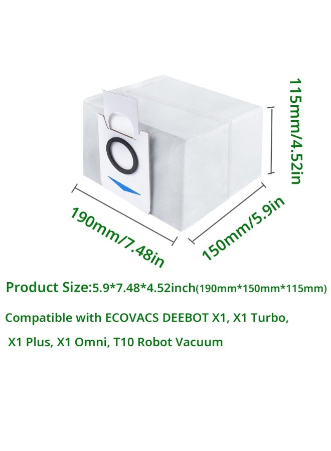 10 أكياس غبار للاستعمال مرة واحدة لمكنسة ECOVACS DEEBOT X1 OMNI, X1 Turbo, X1 Plus, T10 الروبوتية - Image 1