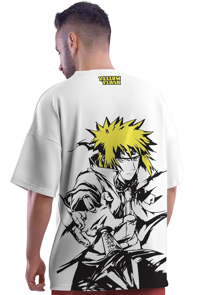 crazymonk Cotton Unisex Minato The Yellow Flash Anime Oversized T-Shirt- White, Xxl - Image 3