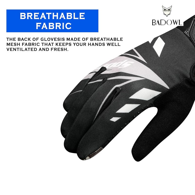 BADOWL Full Finger Bike Riding Gloves for Men & Women, Touchscreen Compatible Motorcycle Gloves for Bike Riding, Durable and Breathable Outdoor Sports Gloves, Nylon, Grey - Image 2