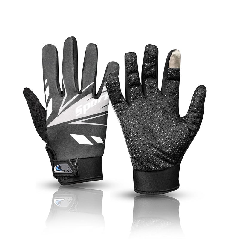 BADOWL Full Finger Bike Riding Gloves for Men & Women, Touchscreen Compatible Motorcycle Gloves for Bike Riding, Durable and Breathable Outdoor Sports Gloves, Nylon, Grey - Image 1