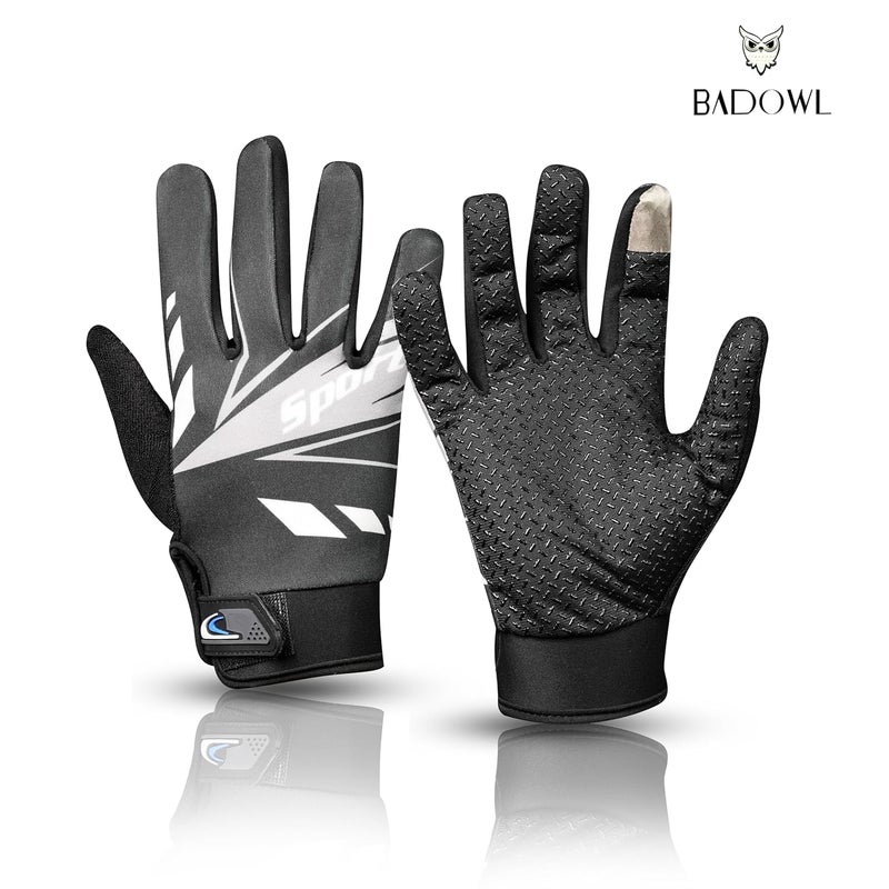 BADOWL Full Finger Bike Riding Gloves for Men & Women, Touchscreen Compatible Motorcycle Gloves for Bike Riding, Durable and Breathable Outdoor Sports Gloves, Nylon, Grey - Image 4