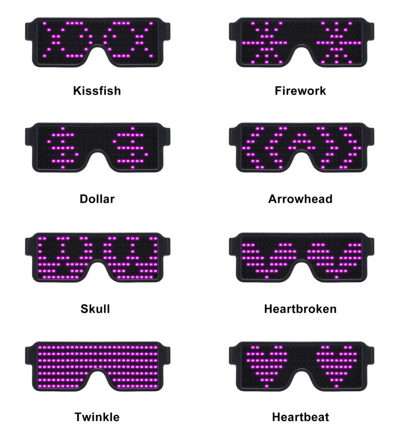WOWSUN LED Glasses - Light Up Dynamic Party Favor Festival Christmas USB Rechargeable LED Rave Glowing Flashing Glasses - Image 2