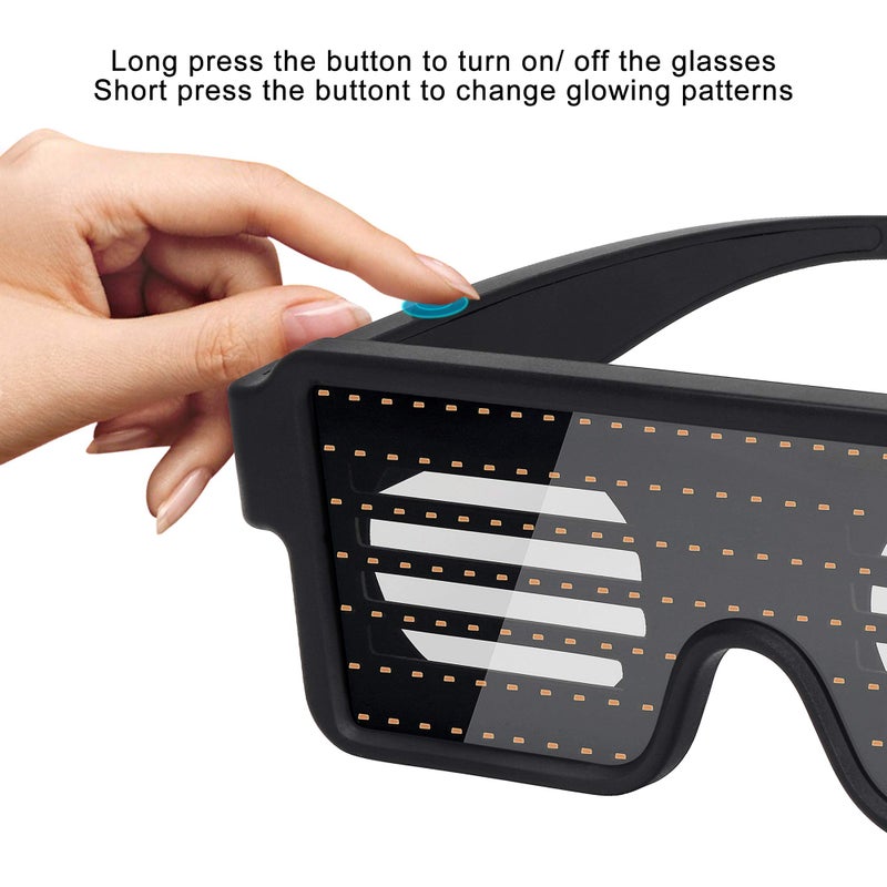 WOWSUN LED Glasses - Light Up Dynamic Party Favor Festival Christmas USB Rechargeable LED Rave Glowing Flashing Glasses - Image 5