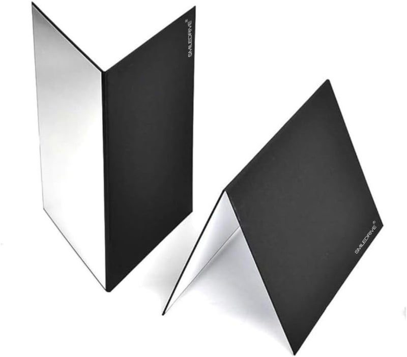 Smiledrive ® 3-in-1 Photography Reflector Board – Foldable Light Diffuser for Product Photography, Camera Reflector Panel for Still Life & Tabletop Shoots – 42 x 30 cm Black, White & Silver Reflectors - Image 1