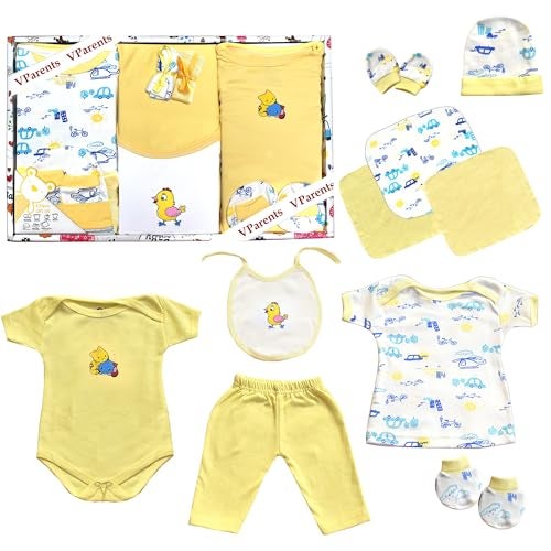 Vparents Bitsy New Born Baby Gift Set (Yellow, Pack of 10) - Image 1