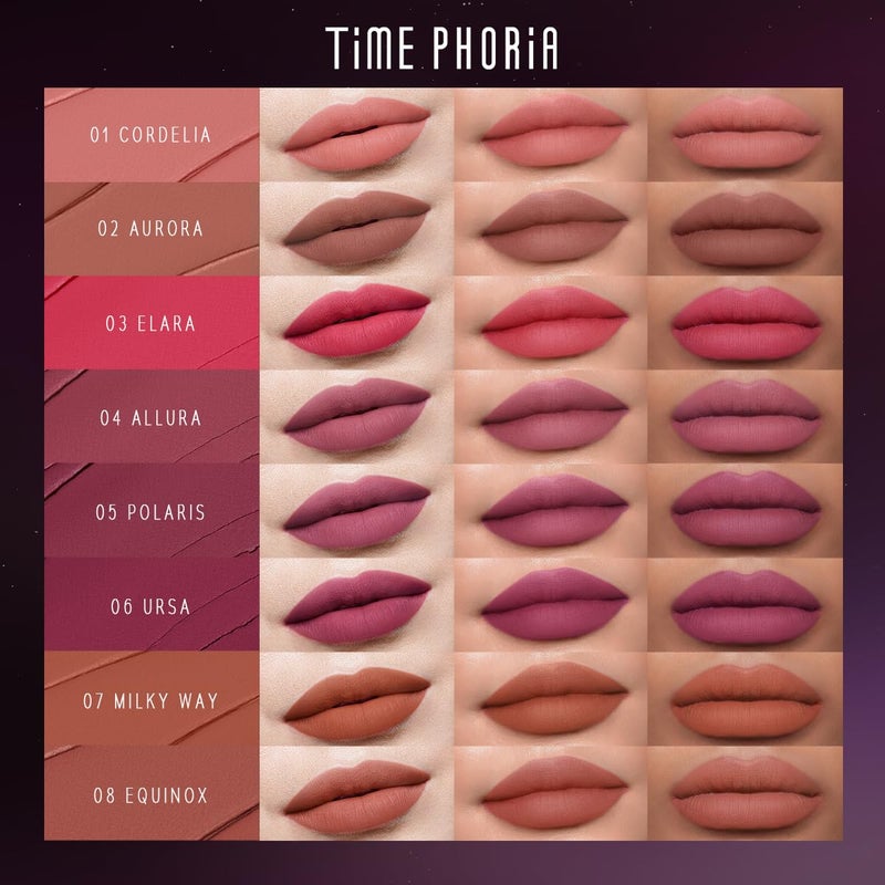 TIMEPHORIA Nebula Velvet Lip Cream, 09 Helion Deep Berry Red Color, Velvet Matte Finish, Lightweight Non-Drying Soft Cream Texture, Blurs Lip Lines, High Pigment Transfer-Proof Long-Lasting Lip Tint - Image 3