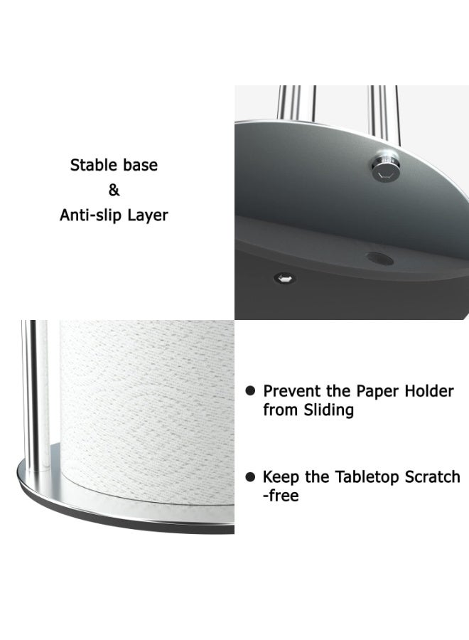 بواو حامل المناشف الورقية BOAO فضي، موزع لفائف المطبخ الفاخر المصنوع من الفولاذ المقاوم للصدأ، منظم لفائف سطح العمل مع قاعدة ثقيلة - Image 3