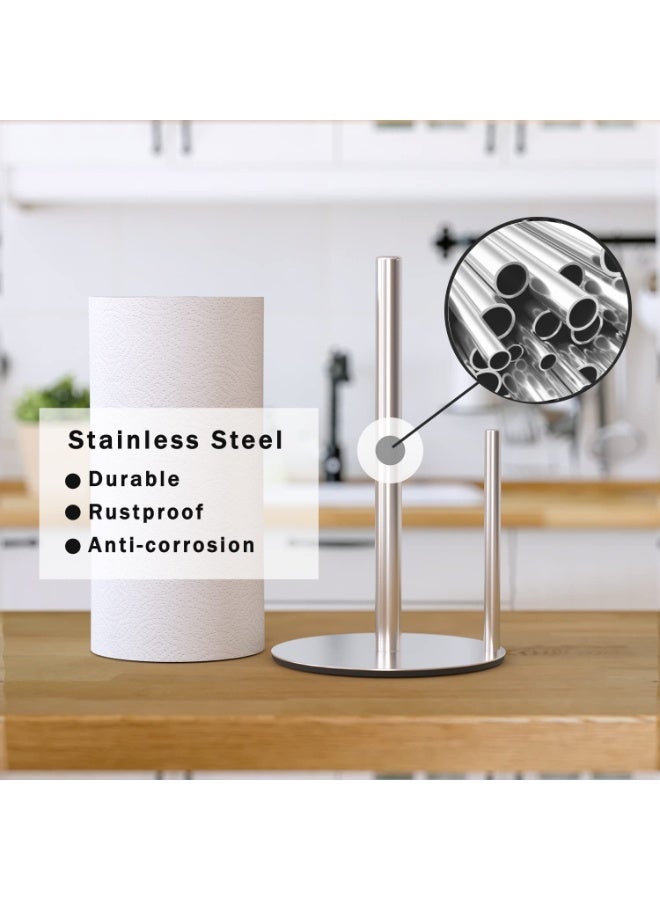 بواو حامل المناشف الورقية BOAO فضي، موزع لفائف المطبخ الفاخر المصنوع من الفولاذ المقاوم للصدأ، منظم لفائف سطح العمل مع قاعدة ثقيلة - Image 2