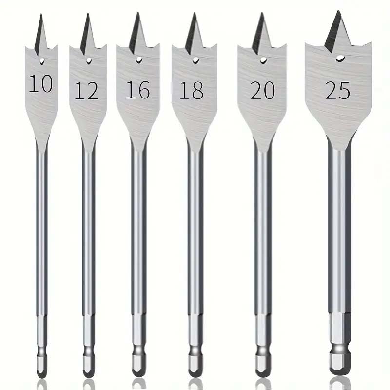 6pcs TitaniumCoated Hex Shank Drill Bit Set For Precision Woodworking Durable No Assembly Required MultiSize Professional Carpenter Tools Drill bit size 10mm 12mm 16mm 18mm 20mm 25mm  - Image 1