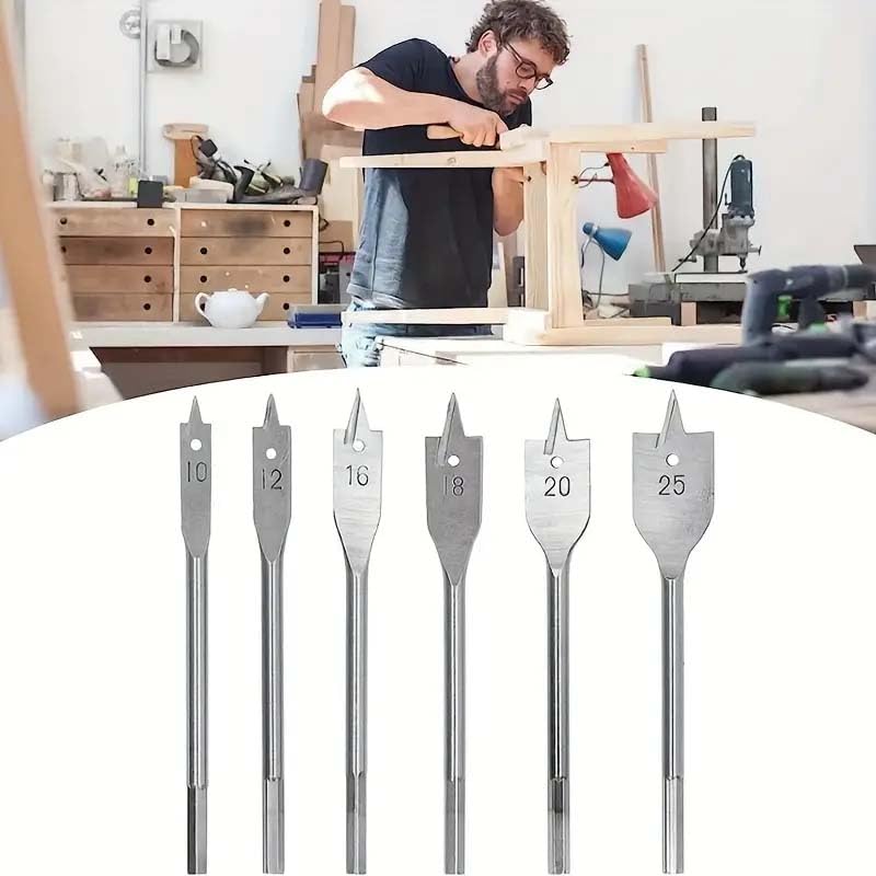 6pcs TitaniumCoated Hex Shank Drill Bit Set For Precision Woodworking Durable No Assembly Required MultiSize Professional Carpenter Tools Drill bit size 10mm 12mm 16mm 18mm 20mm 25mm  - Image 2