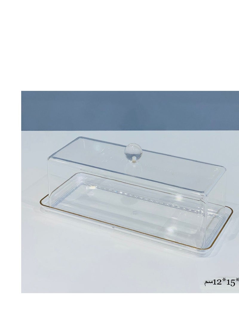 Luxury design rectangular cake stand with transparent cover - Image 1