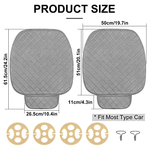 surpassme أغطية مقاعد السيارة المريحة من سورباسمي، أغطية مقاعد أمامية عالمية لملحقات السيارة مع جيوب تخزين، أغطية داخلية مبطنة للسيارات، SUV، شاحنة، وفان (رمادي) - Image 2