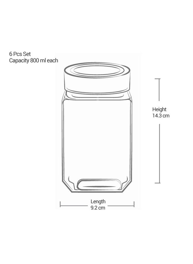 TREO - Treo By Milton Cube Storage Glass Jar, Set Of 6, 800 Ml Each, Transparent | Bpa Free | Storage Jar | Kitchen Organizer | Modular | Multipurpose Jar, Brown - Image 1
