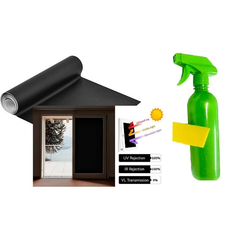 Opaque Window Film, Static Cling 100% Static Class, Light Blocking Vinyl, Dark Shade Sun Blocking, Privacy Protection (57x200cm, Matte Black) - Image 1