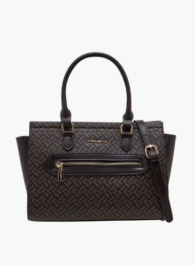 Flora Bella By Shoexpress Monogram Print Tote Bag with Double Handle and Zip Closure