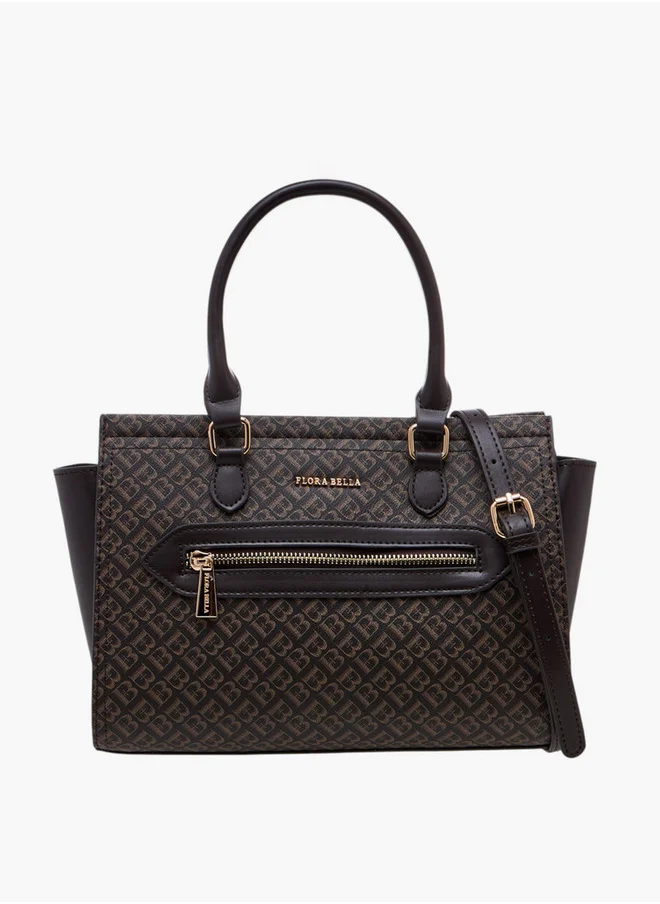 فلورا بيلا من شو إكسبرس Monogram Print Tote Bag with Double Handle and Zip Closure