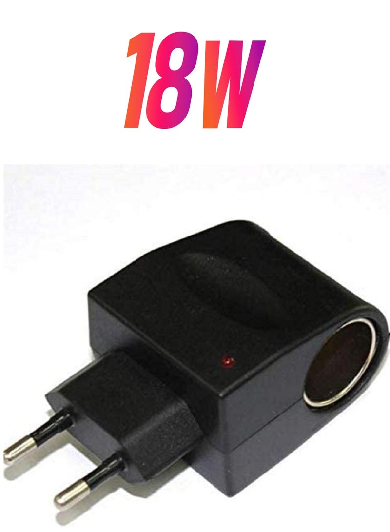12V DC الاتحاد الأوروبي التوصيل السيارات سيارة محول الطاقة محول المنزلية سيارة ولاعة السجائر المقبس الطاقة 1500MA 18W