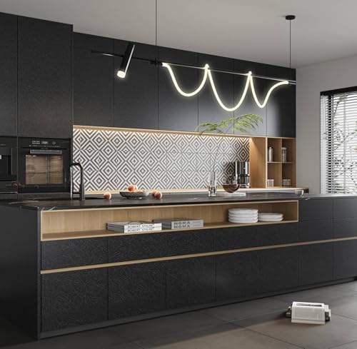 Abyssaly 15.7" X 118" Black Silk Wallpaper Embossed Self Adhesive Peel and Stick Wallpaper Contact Paper Removable Waterproof Kitchen Vinyl Wrap Cabinet Furniture Textured Renter Friendly Wall Gift Paper - Image 4