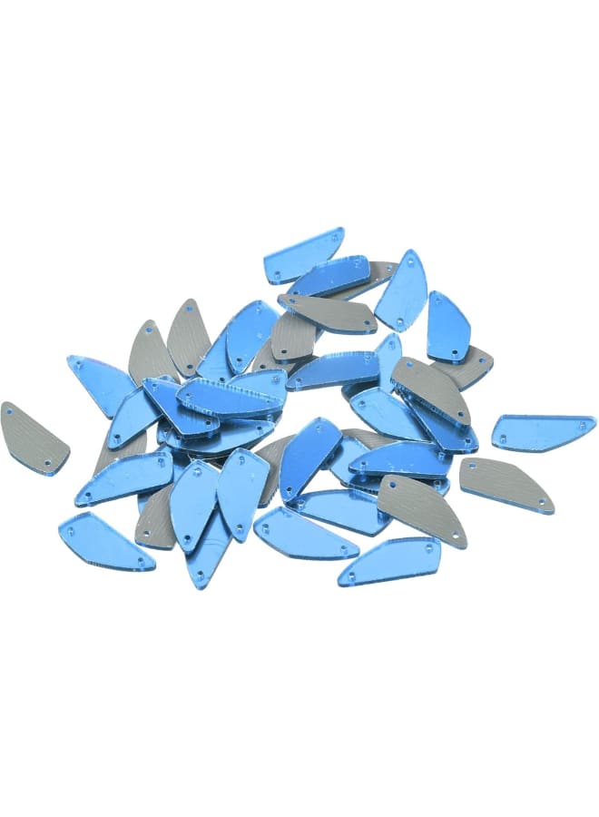 50pcs Sew on Acrylic Irregular Mirror Piece DIY Mirrored Rhinestones Mirror Beads for Evening Dresses Garment Light Blue 25x11mm  - Image 1