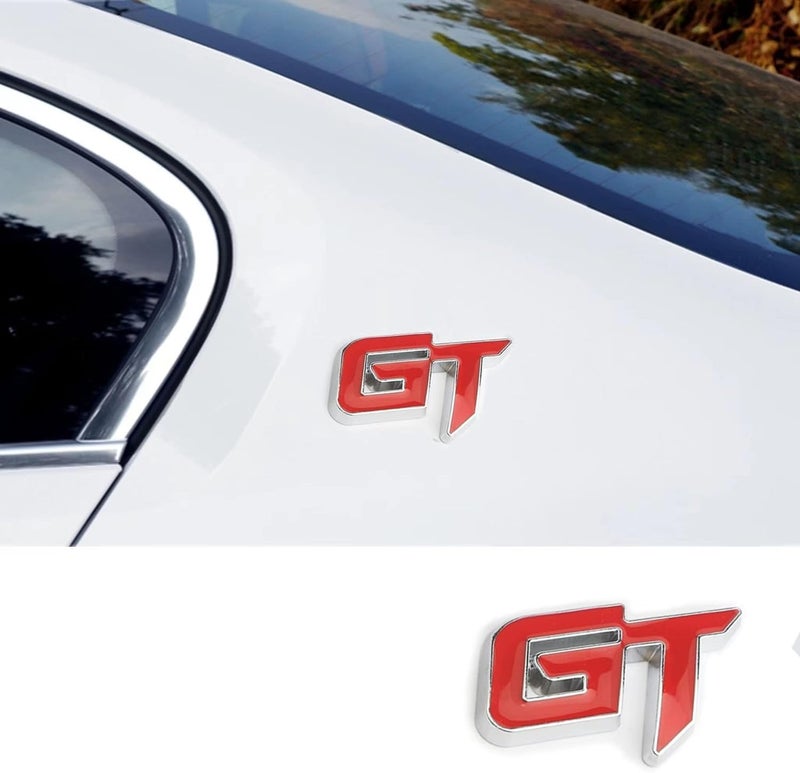 AutoBizarre 3D Raised GT Metal Monogram Emblem Badge Sticker for All Cars & Bikes (Red) - Image 2