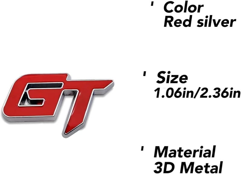 AutoBizarre 3D Raised GT Metal Monogram Emblem Badge Sticker for All Cars & Bikes (Red) - Image 5