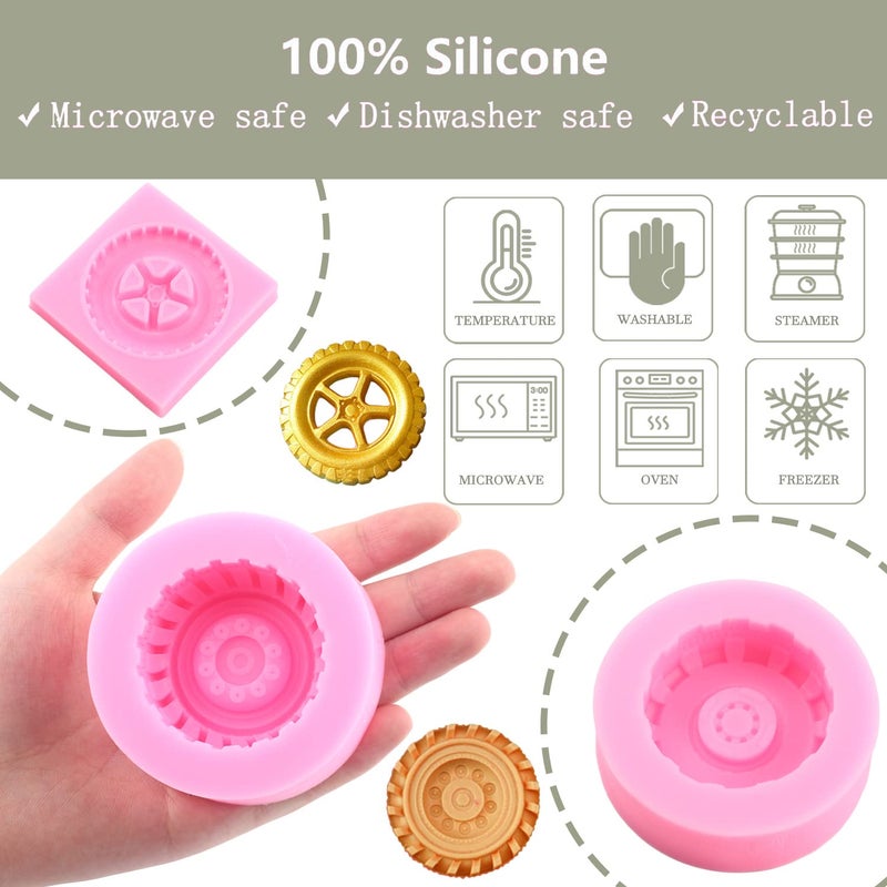 Zixiang 3D Round Tire Fondant Mold Truck Wheel Shape Silicone Mold For Cake Decorating Cupcake Topper Polymer Clay Candy Chocolate Gum Paste Set Of 4 - Image 4