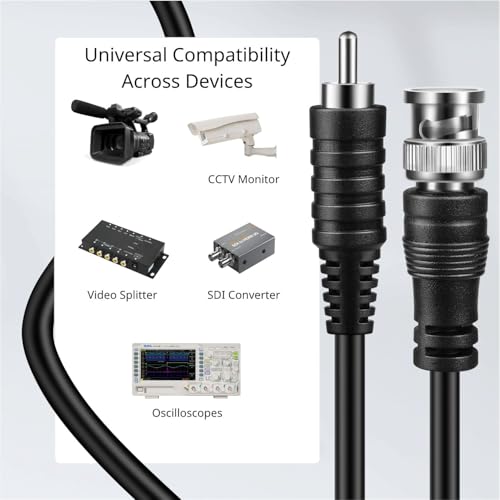 TNP Products TNP BNC to RCA Adapter Cable (6FT) - BNC Male to RCA Male RG59U 75 ohm Coaxial Composite Video Connector Jack Converter Adapter Composite Video Cable - Image 5