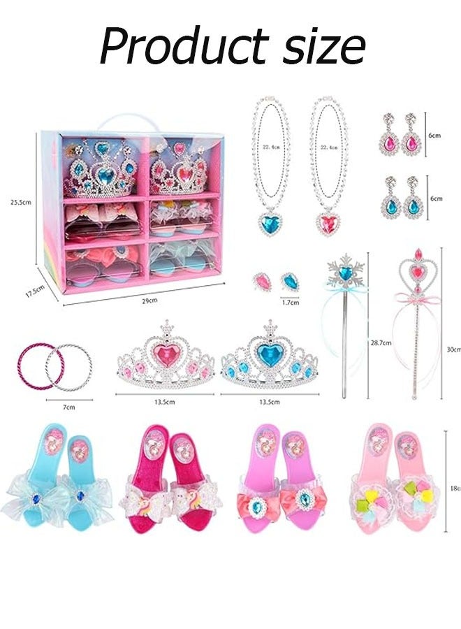 Princess Dress Up Sets for Little Girls Age 3 4 5 6 Kids Girls Role Play Set Gift with Princess Dresses, Princess Shoes Pretend Play Birthday Gift - Image 3