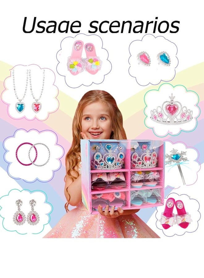 Princess Dress Up Sets for Little Girls Age 3 4 5 6 Kids Girls Role Play Set Gift with Princess Dresses, Princess Shoes Pretend Play Birthday Gift - Image 2