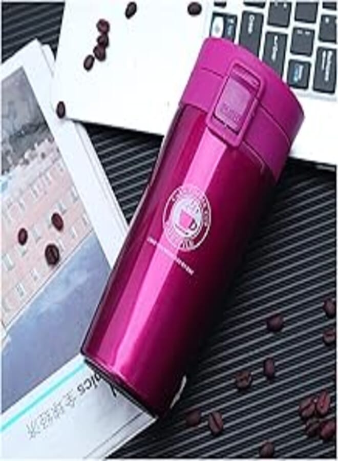 YINSHUIJI Coffee Thermal Cup Stainless Steel Coffee Thermos Tumbler Mug Vacuum Flask Thermal Water Bottle Tea Cup Travel (Capacity : 380ml, Colour: A Rose)