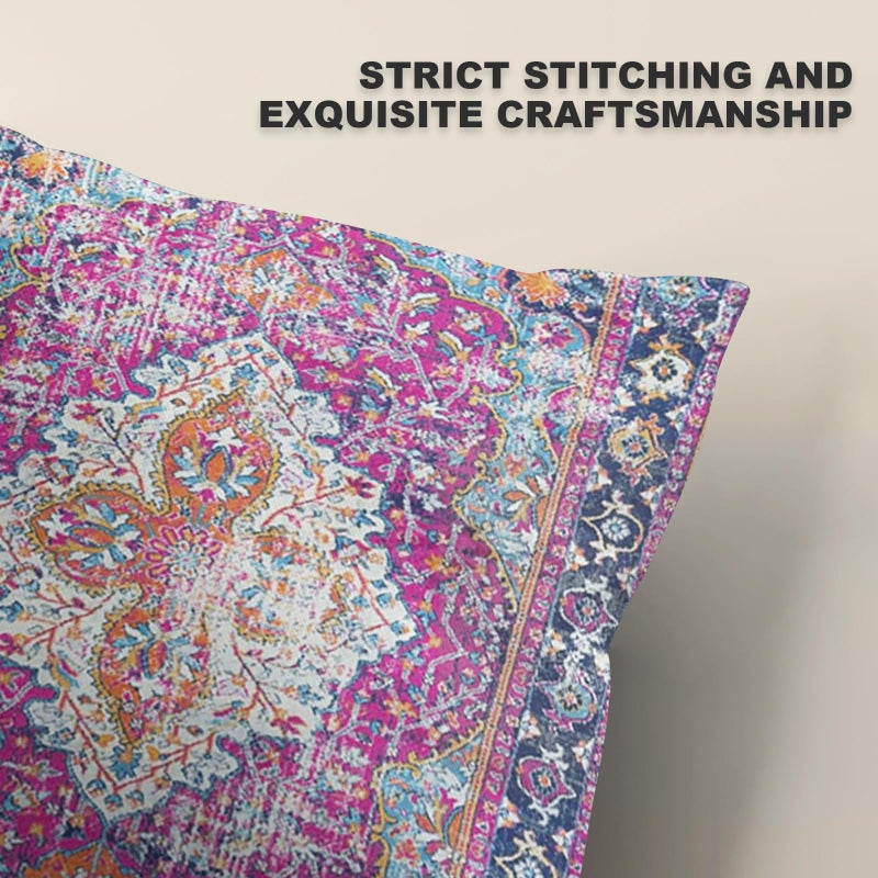 ZSYTZL Boho Throw Pillow Covers 18x18 inch Set of 2,Soft Pillowcases Bohemia Carpet Printing Pattern Decorative Sofa Living Room Bed Square Pillow Case Cushion Cover-Purple - Image 5
