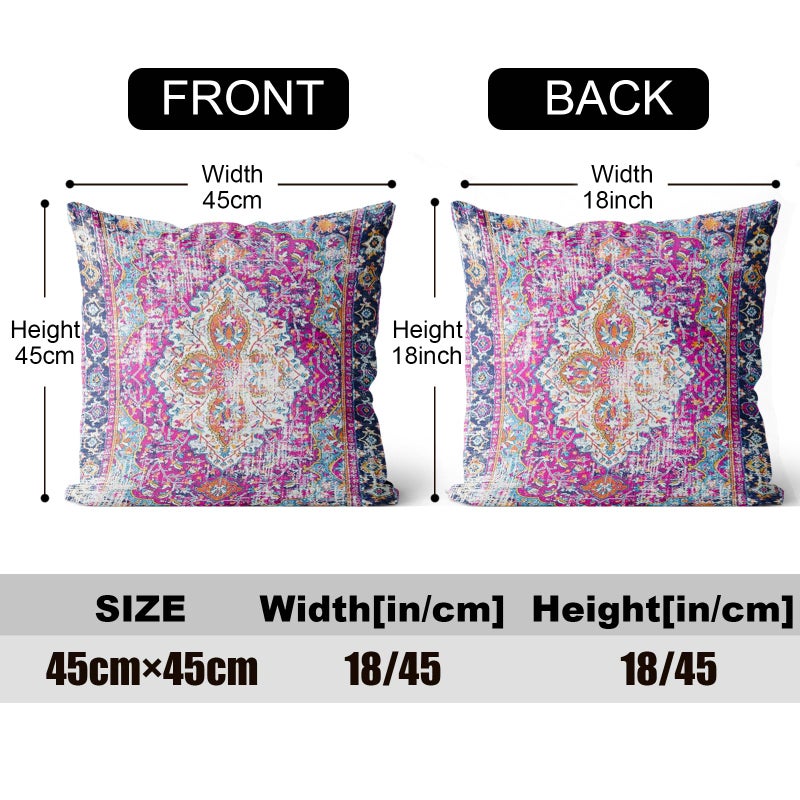 ZSYTZL Boho Throw Pillow Covers 18x18 inch Set of 2,Soft Pillowcases Bohemia Carpet Printing Pattern Decorative Sofa Living Room Bed Square Pillow Case Cushion Cover-Purple - Image 2